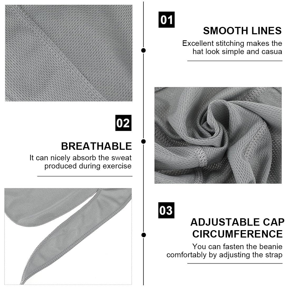 JEYORZY Paquete de 2 Bandanas, Capuchas Deportivas para Exteriores de Secado rápido, Que absorben la Humedad, Transpirables, Capuchas con Bloqueo UV, aptas para Correr Senderismo y Moto(Negro,Gris)