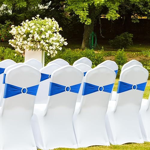 Miniatura 6 de BOUBONI Paquete de 50 bandas elásticas de elastano para silla, con hebillas para sillas plegables, bodas, fiestas, recepciones, baby shower,
