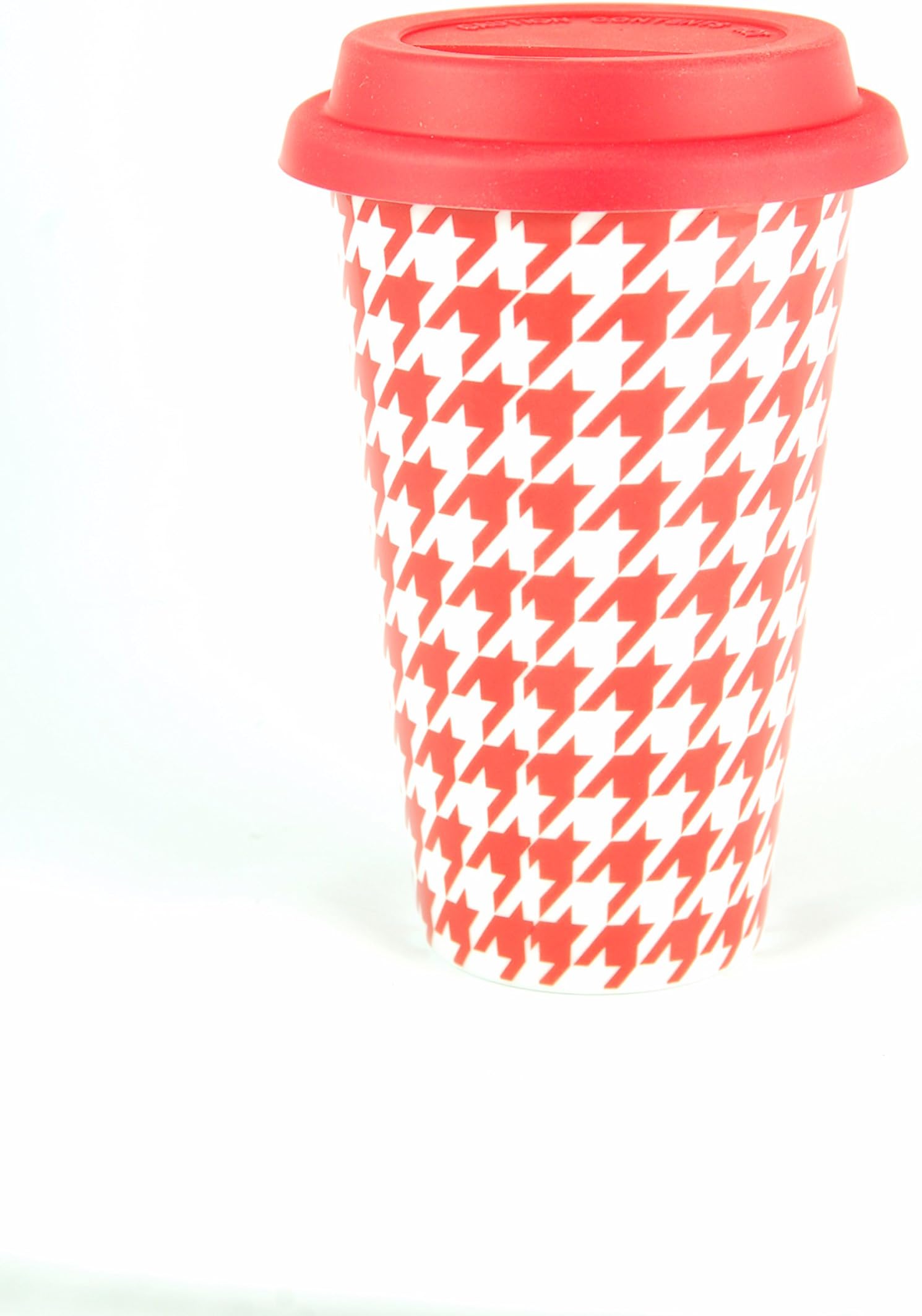 Yedi Houseware Classic Coffee and Tea 11-Ounce Houndstooth Mug, Red