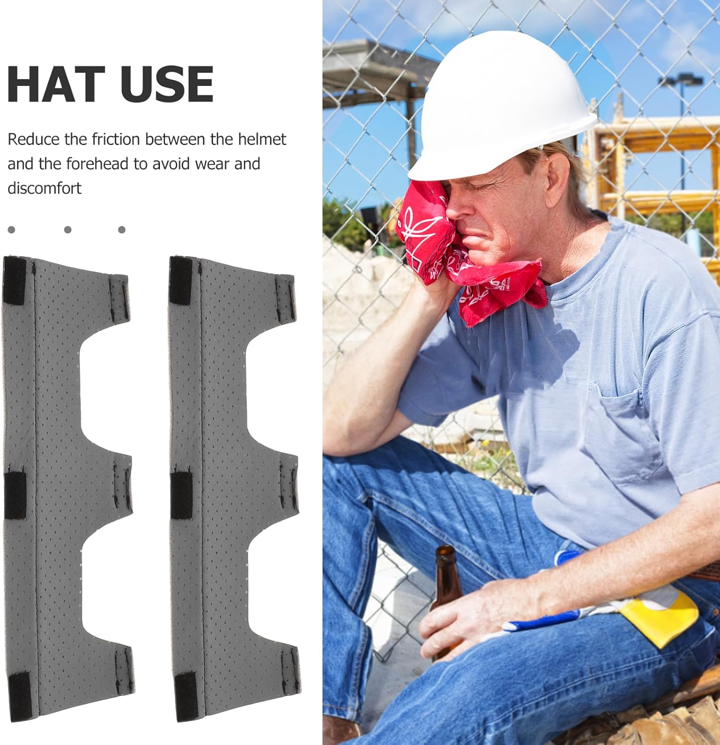 ULTECHNOVO Detachable Washable Hard Hat Sweatband Reusable Safety Helmet Liner Soft Sponge Sweat Absorbing Band for Work Comfort