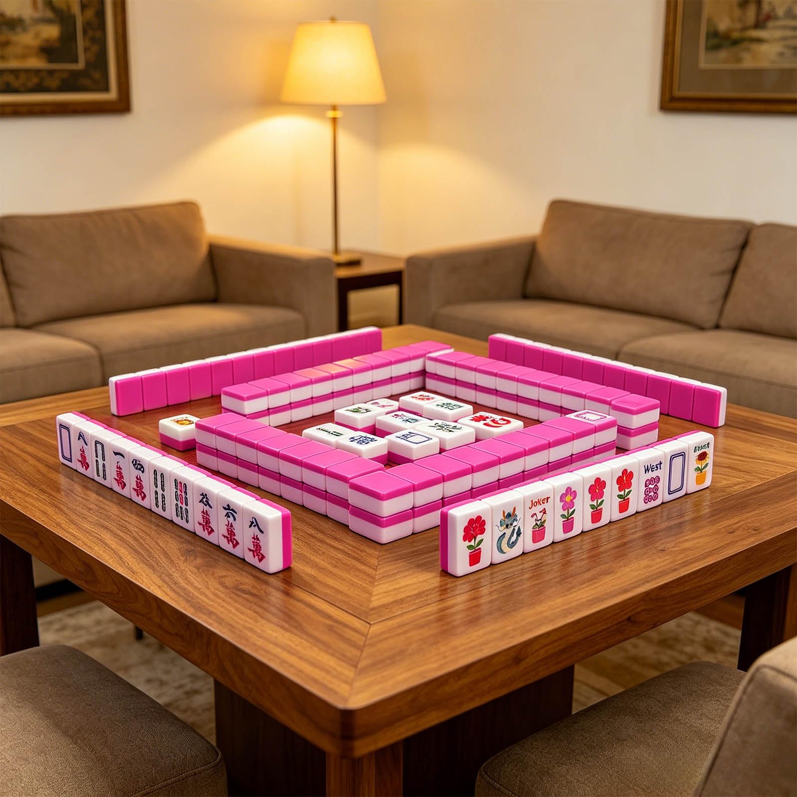 Generisch Mahjong galleggiante, gioco da tavolo tradizionale cinese, con sacchetto e dadi, per giochi d'acqua e spiaggia estiva (B)