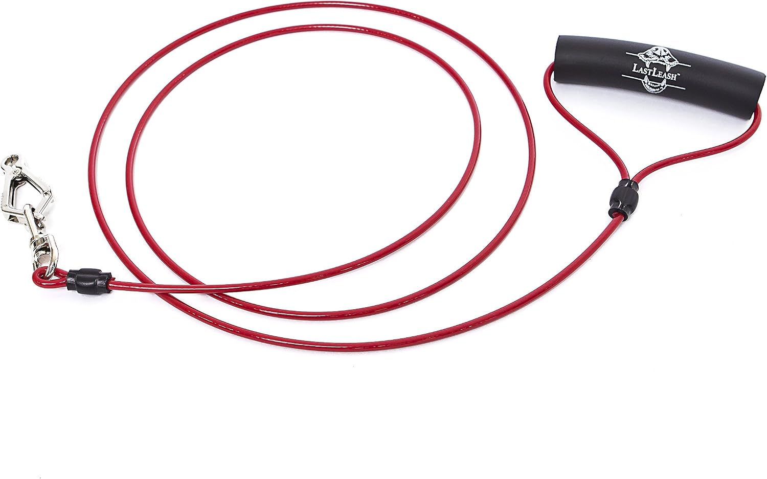 LastLeash Core - Heavy Duty Dog Leash for Puppies and Large Dogs - Comfort Grip Handle, Steel Core Cable (6 ft, Red)
