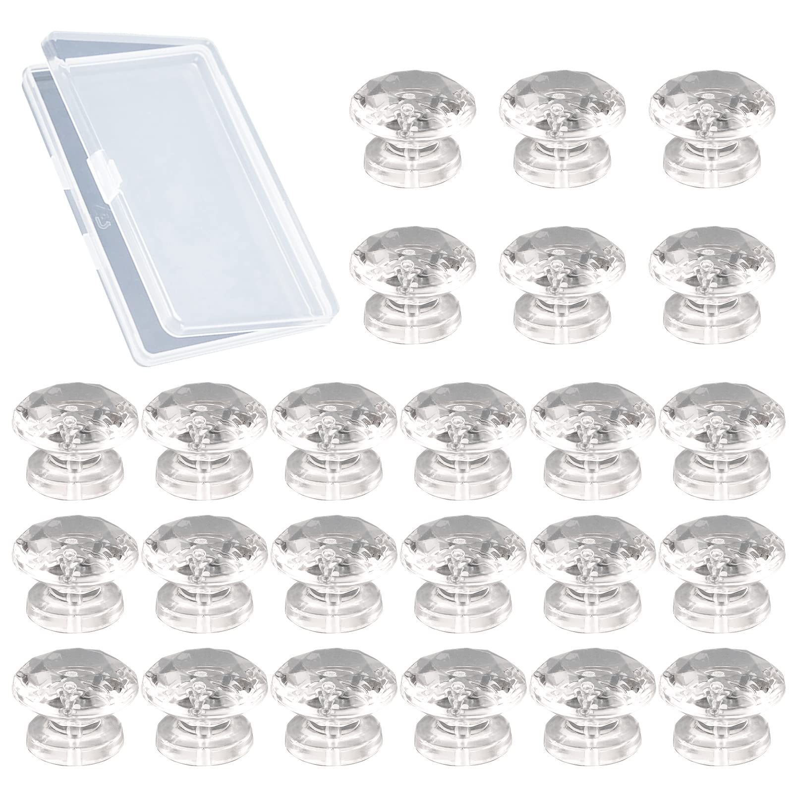 MOROBOR Mini Acrylic Pull, 24pcs Diamond-Shaped Self Stick Knobs No Drilling Clear Acrylic Self Adhesive Knobs for Mirror Closet Box Gift Case and Other Small Furniture