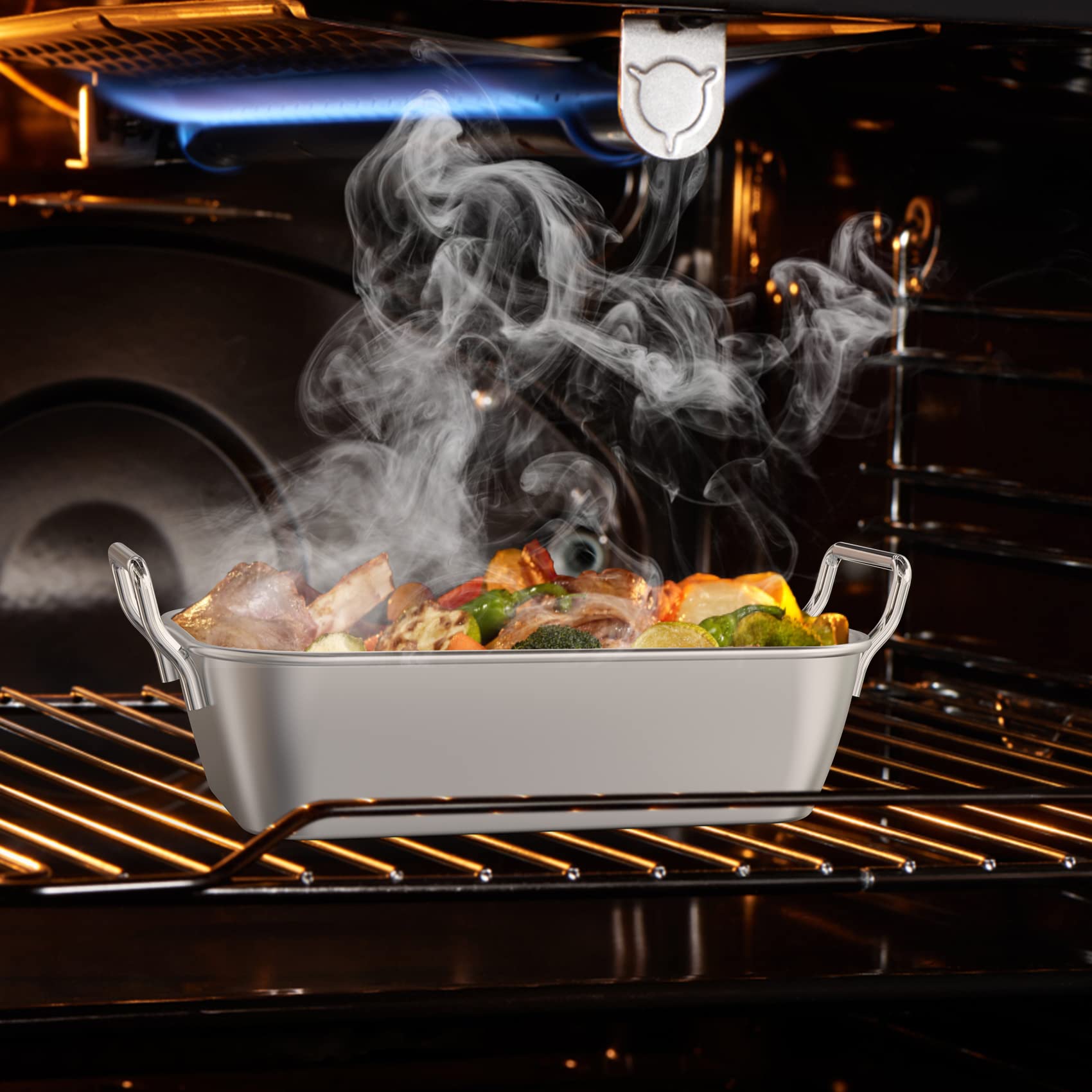 Onlyfire 3er Set Edelstahl Grillpfännchen für Gasgrill BBQ Grillschalen mit Griff und Ständer