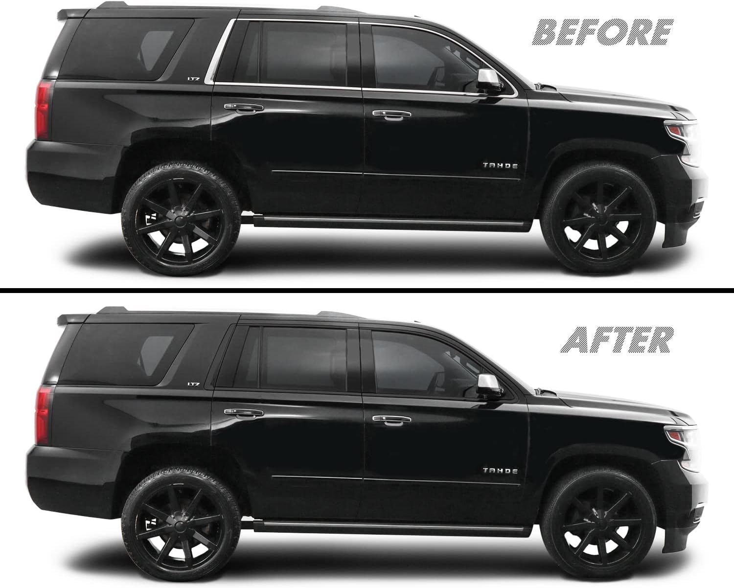 SlickMod Chrome Delete Blackout Vinyl Overlay for 2015-2020 Chevy Tahoe Window Trim (Gloss Black)