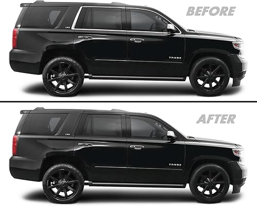 SlickMod Revestimiento de vinilo opaco cromado para ventana Chevy Tahoe 2015-2020 (negro brillante)