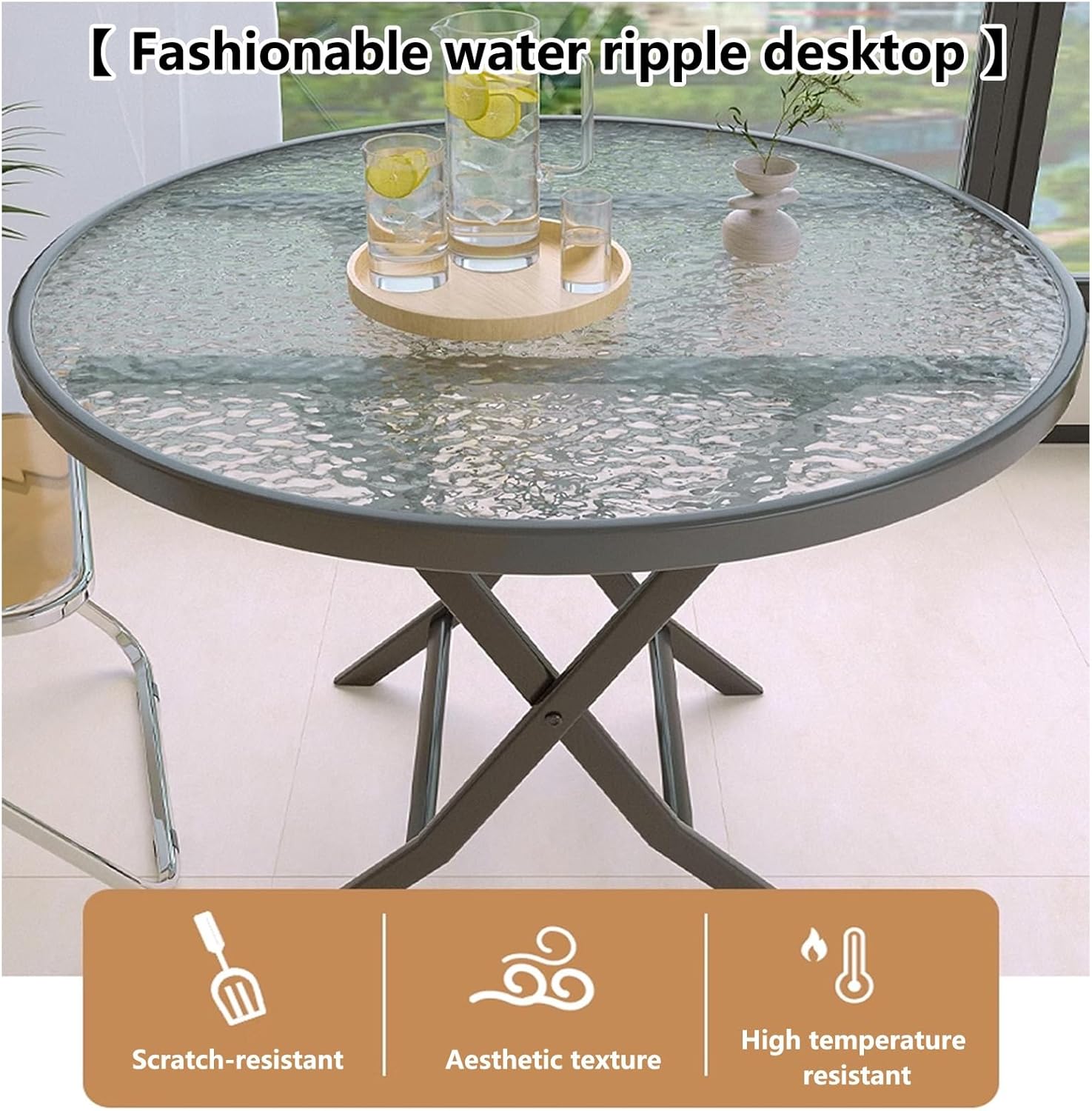 円形テクスチャーガラス屋外テーブル 円形テクスチャーガラス屋外テーブル ガーデンテーブル ガラステーブル