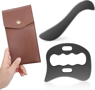 2 in 1 Stainless Steel Muscle Scraper Tools Set,Black Gua Sha Metal Scraping Tool for Physical Therapy,Facial Tools&Derma Edge Massage Tool & Guasha Massage Scraper Tool