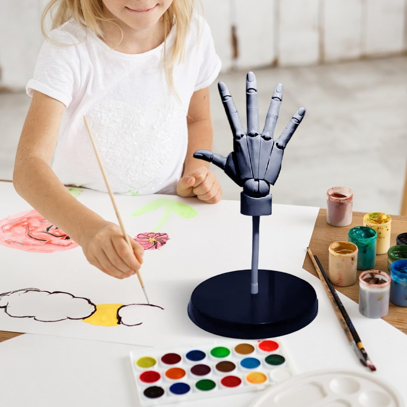 2 pièces modèle de main 1: 1 modèle de main articulée pour dessiner des mains mannequin articulées mobiles avec base pour dessiner, peindre, esquisser 14, 2 pouces (droite + gauche), mannequin
