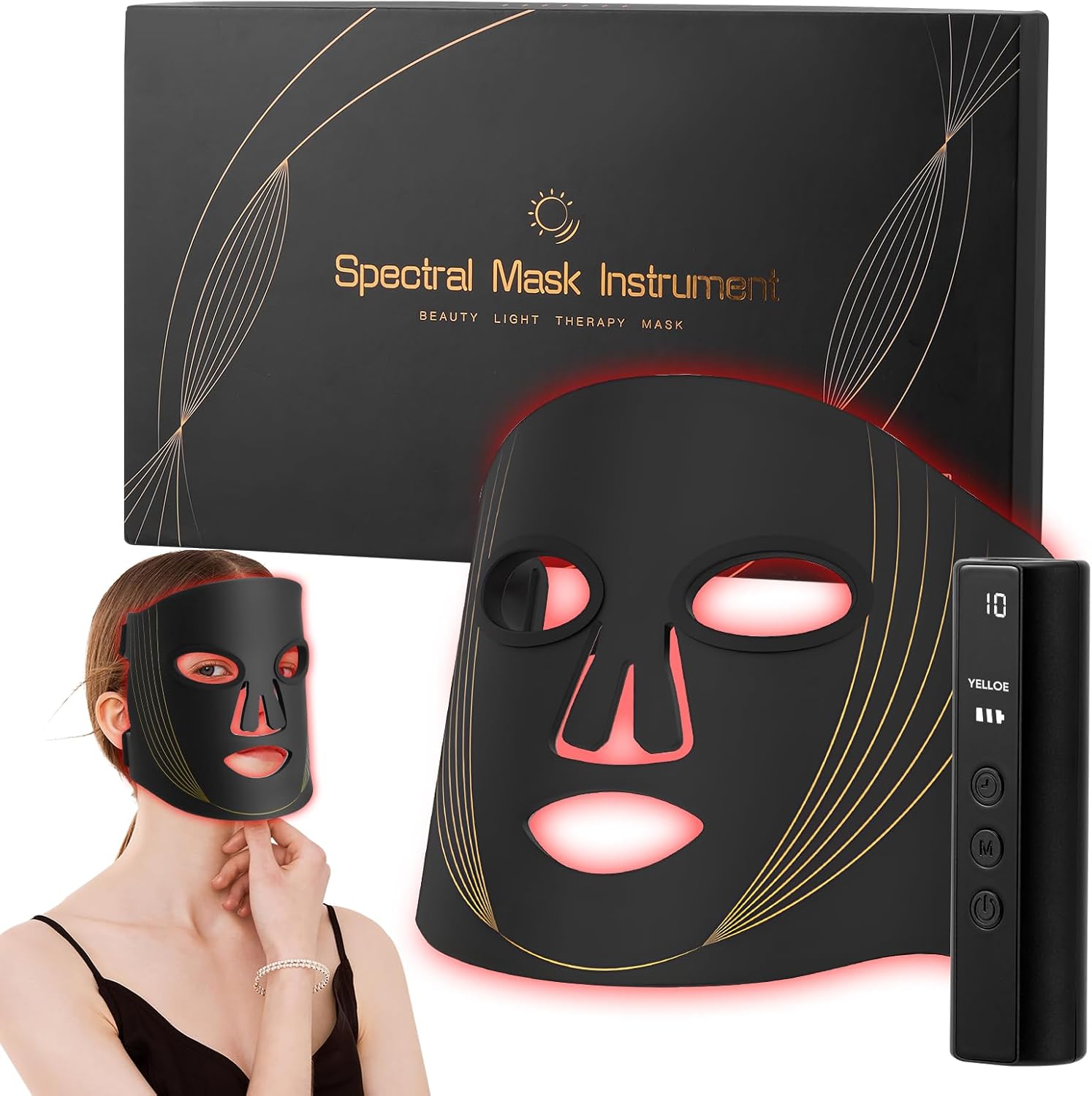 LED Face Mask, Red Light Therapy Facial Mask Skin Care for Brightening ...