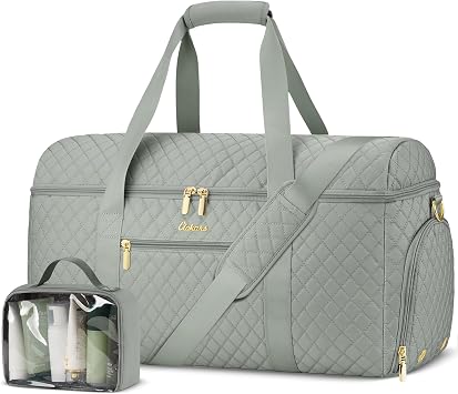 Weekender Bags for Women, Wide Open Large Travel Duffle Bag with Shoe Compartment, Overnight Hospital Bag For Women Labor Delivery, Carry on Bag Personal Item Travel Bag with Wet Pocket Dark Green