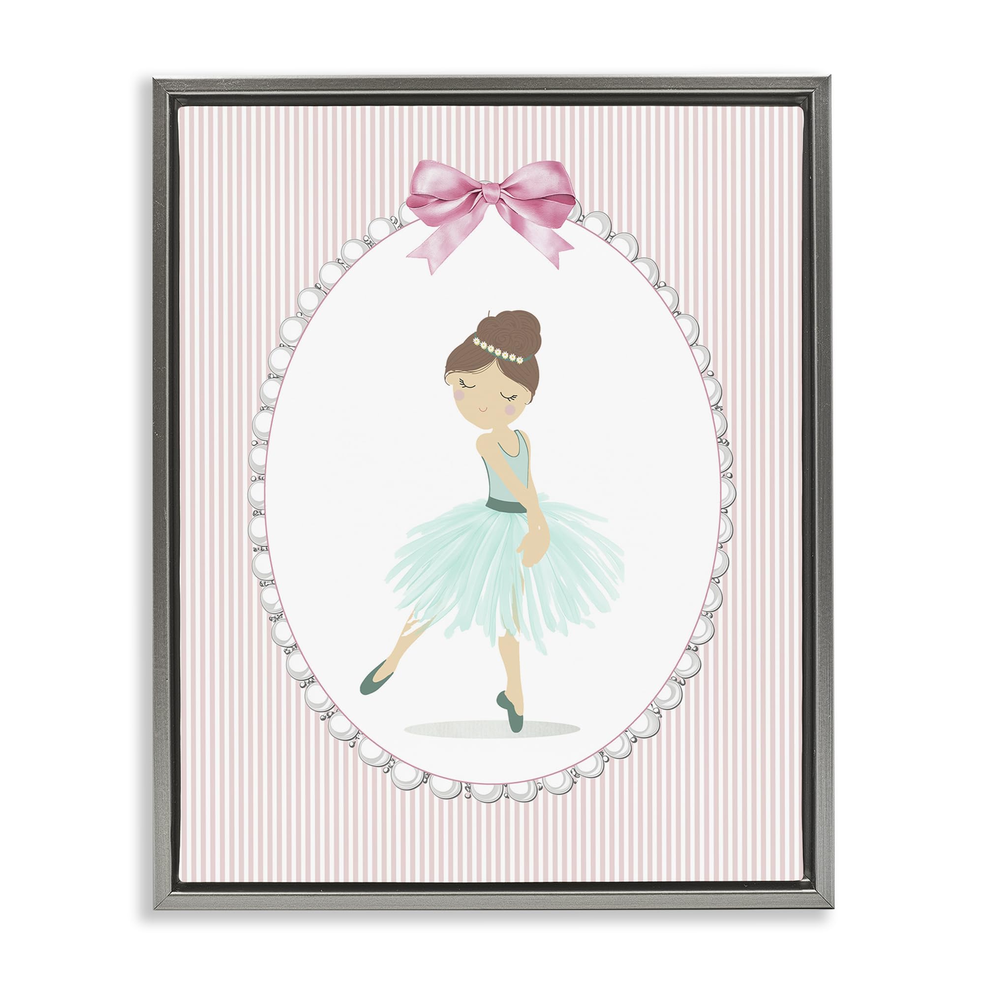 Stupell Industries 'Elegant Dance on Stripes', Floating Frame Canvas Art, Gray, 25 x 31 Inches, Easy to Hang and Sturdy, Made in USA, by Christine Simpson Art