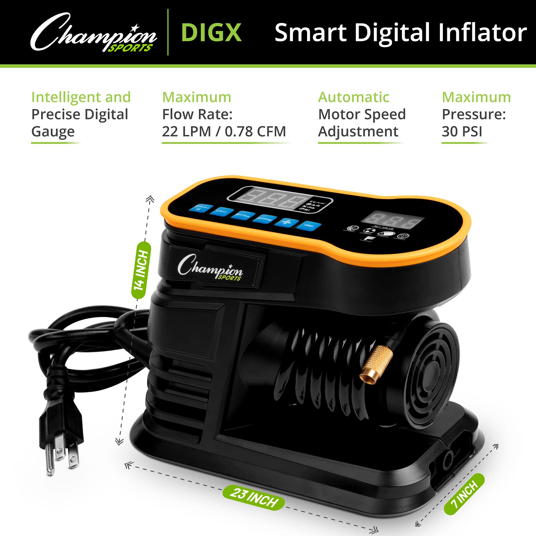 Champion Sports - Compresor eléctrico de Bomba de Aire para inflado, múltiples diseños y características