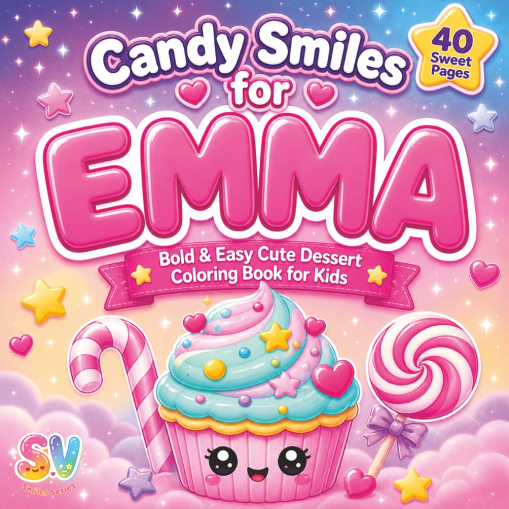 Candy Smiles for Emma: Bold & Easy Cute Dessert Coloring Book For Kids (The Smiles Series)
