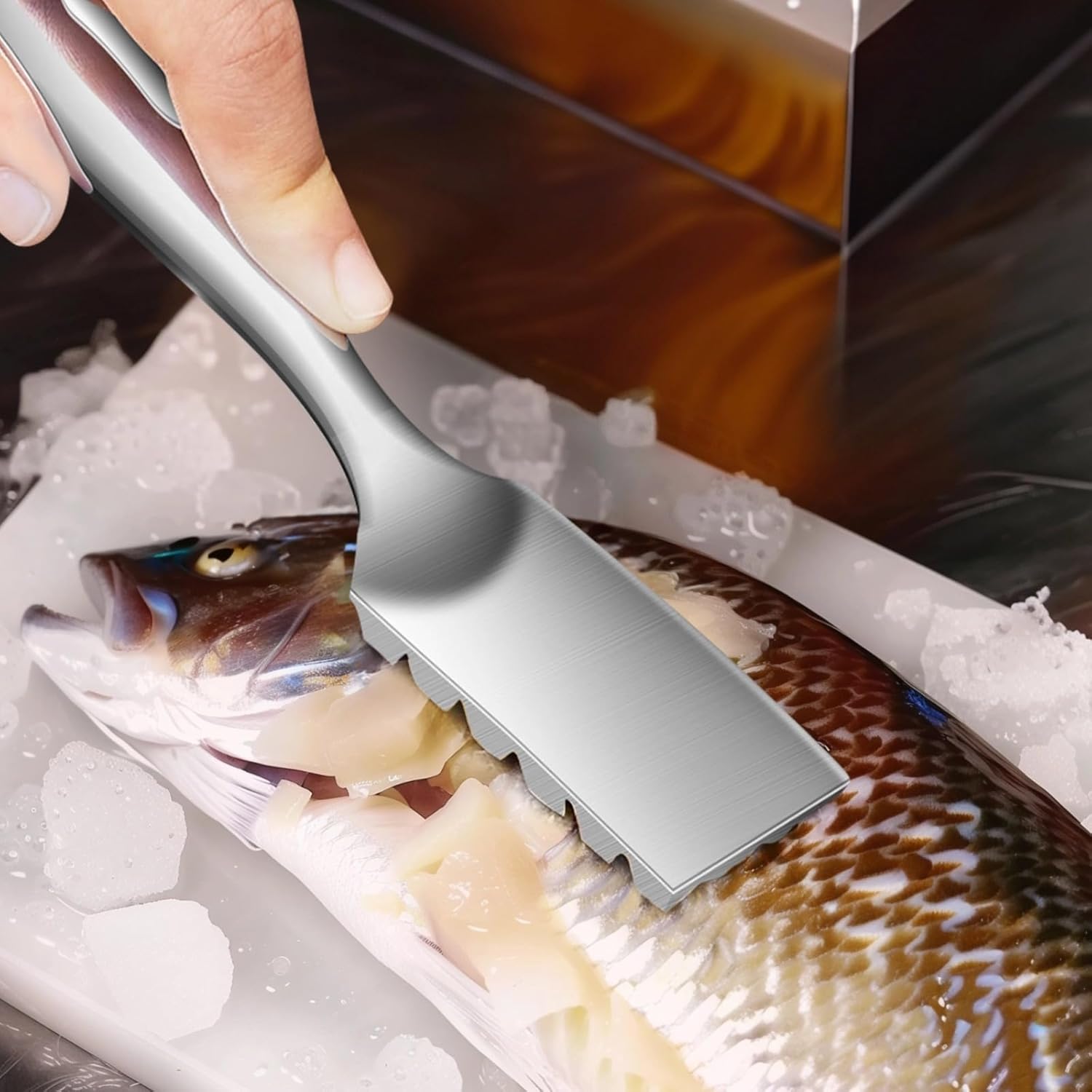304 Stainless Steel Fish Scale Remover, Fish Scaler Tool, Compact Kitchen Gadget for Easy and Quick Fish Cleaning, Perfect for Home Use