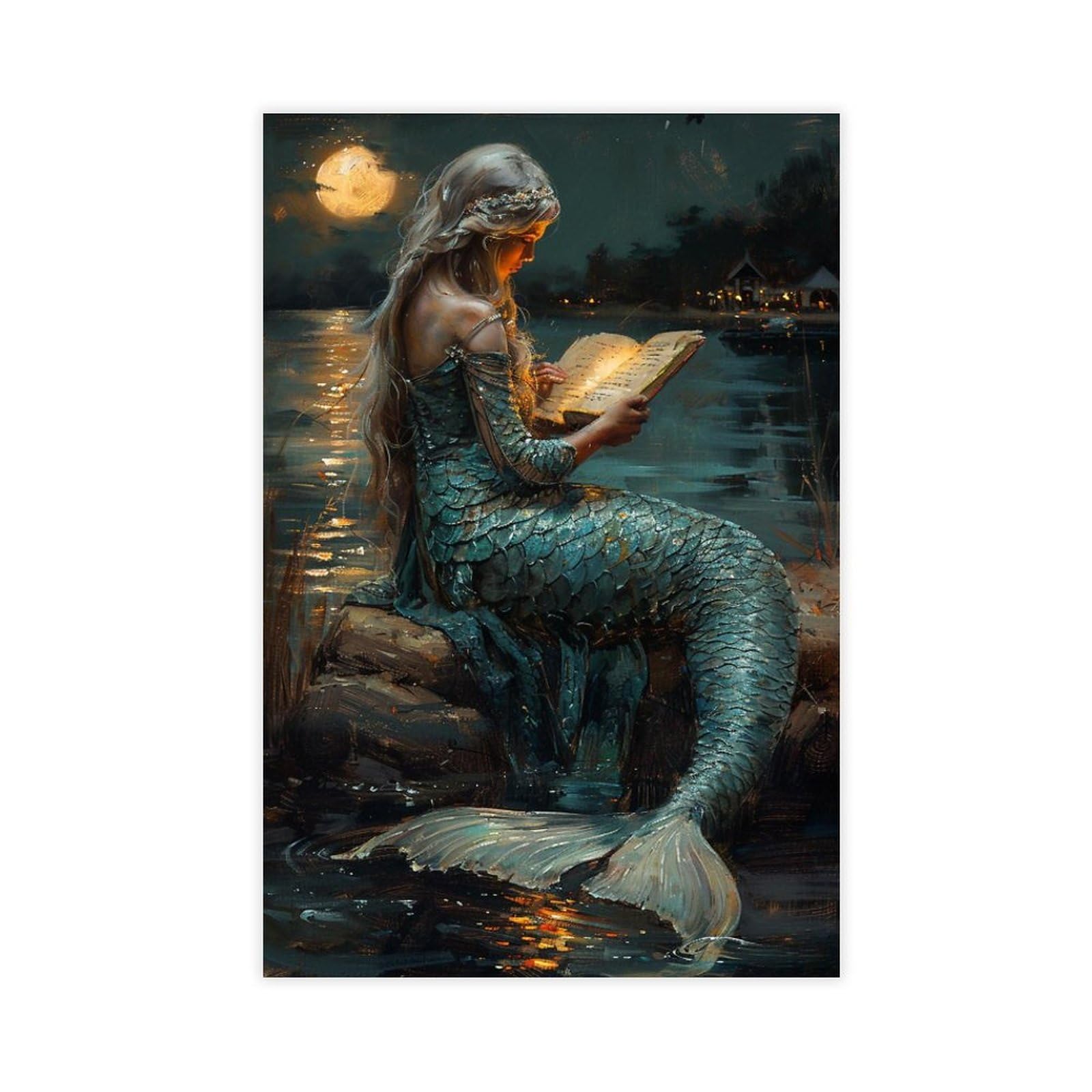 Bareronor Mermaid Poster (2) Canvas Poster Bedroom Decor Landscape Office Room Decor Gift 24" L X 36" W
