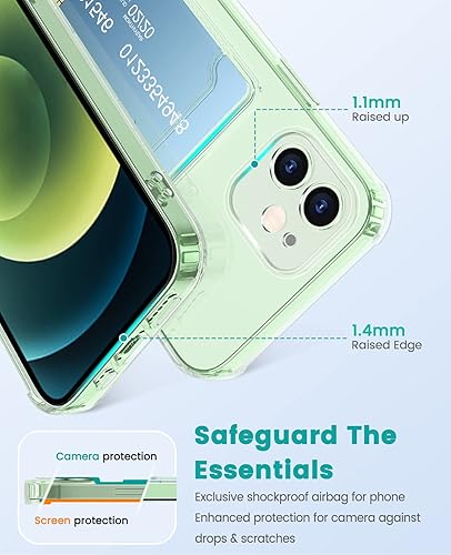 Miniatura 2 de Funda para iPhone 12, funda transparente para iPhone 12 con tarjetero a prueba de golpes, delgada, compatible con iPhone 12, transparente