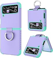 Vista 10 de BENTOBEN Funda para Galaxy Z Flip 3 5G, protección resistente 2 en 1 a prueba de golpes, funda resistente con anillo, pantalla de 6.7 pulgadas, Negro