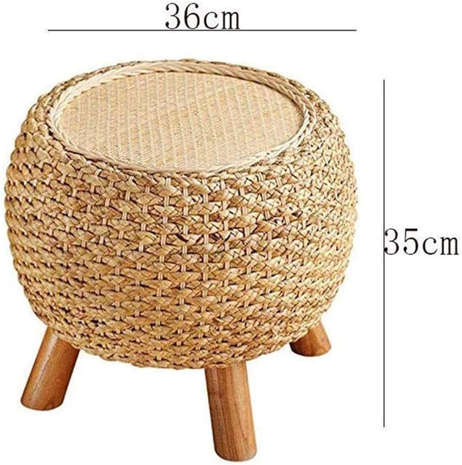Footstool Foot Stool Dressing Table Footrest Footstool,Home Rattan Stool,Shoe Bench,Creative Hand-Made Sofa Bench 36×35cm
