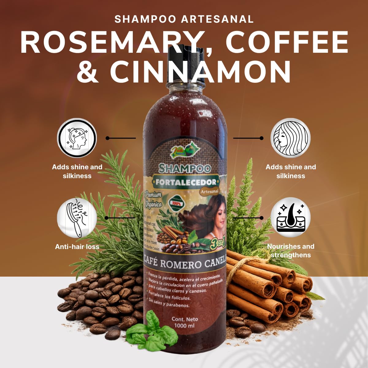 Amazon.com : Coffee, Rosemary & Cinnamon Herbal Shampoo 1L (33.9