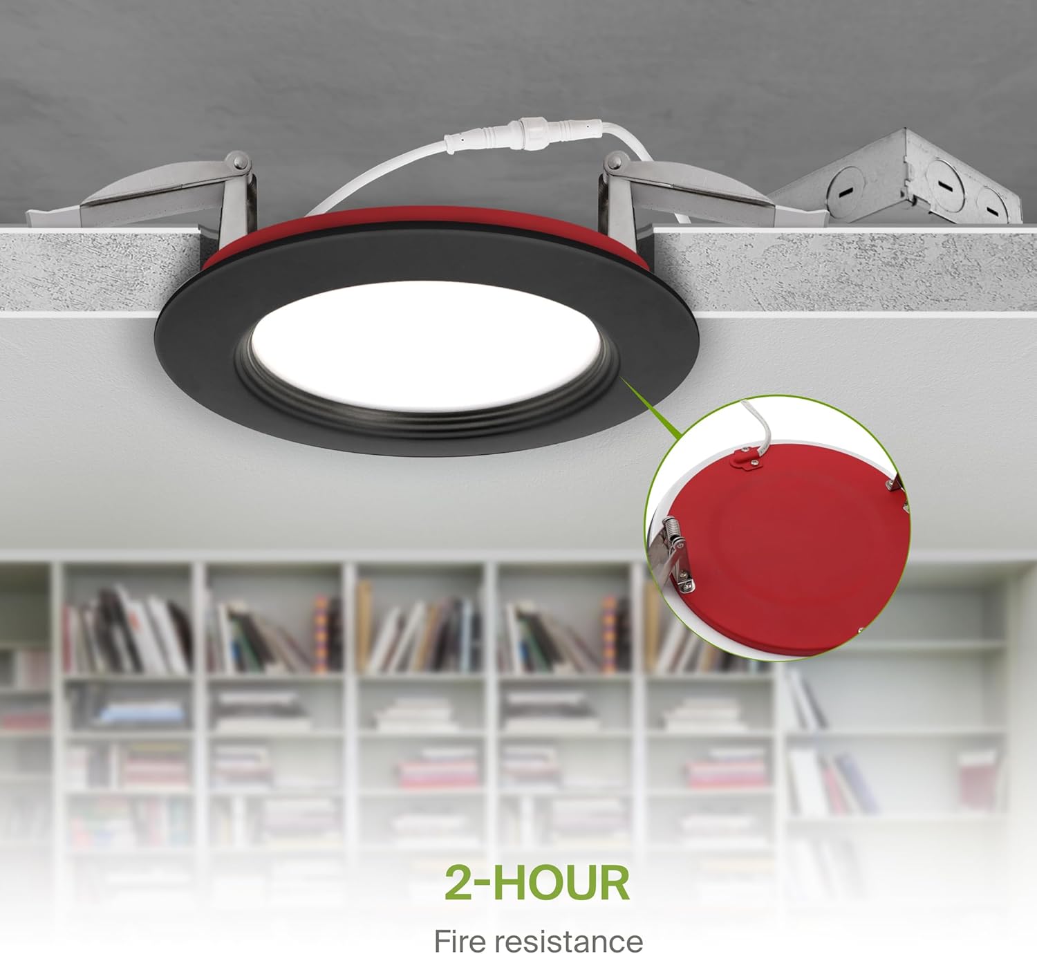 ASD Fire Rated Recessed Light 4 Inch, 12W 120-277V, Mini Panel Baffle Trim, 5 CCT 2700K/3000K/3500K/4000K/5000K, Dimmable Canless Commercial LED Downlight, Wet and IC Rated, Air Tight, ETL, 6 Pack