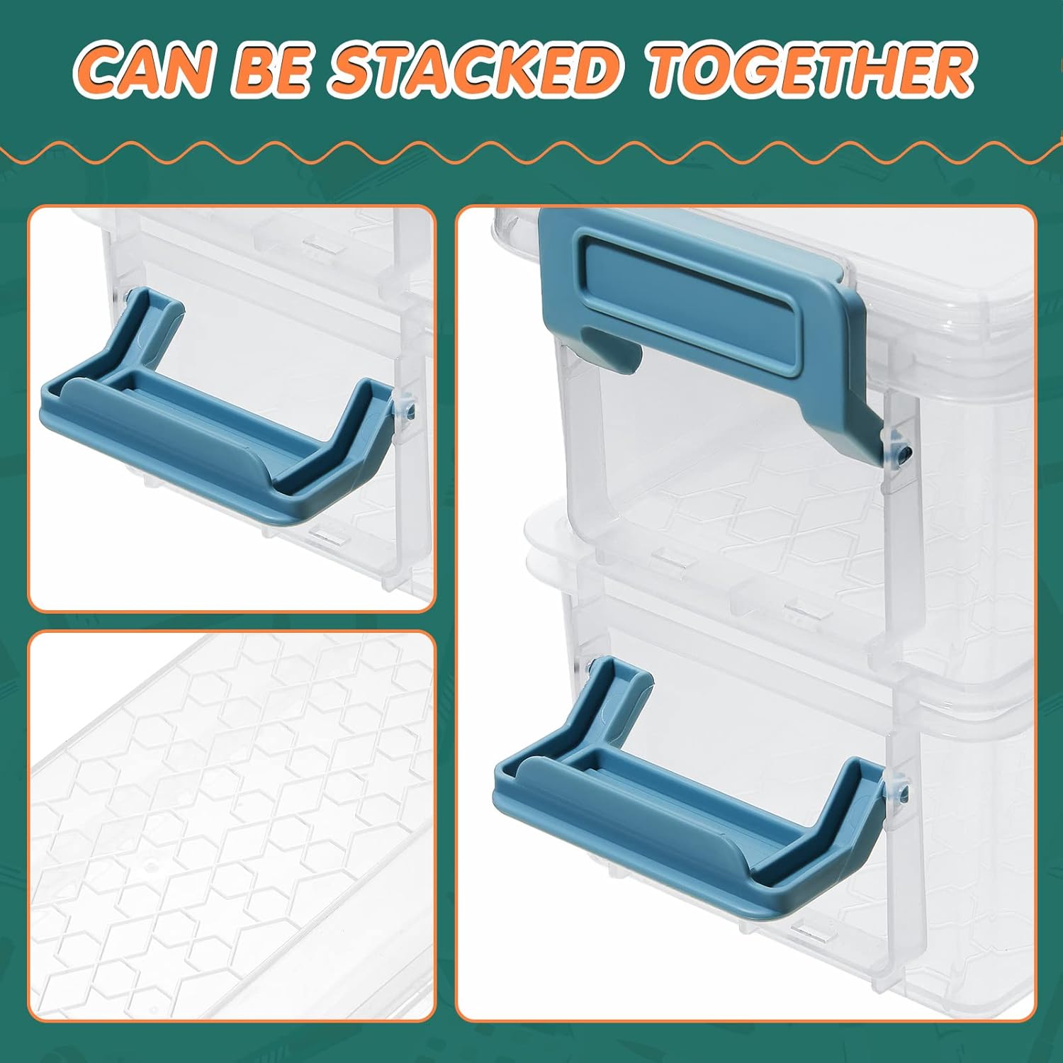 Gueevin 8 Pcs Plastic Pencil Case Stackable Clear Pencil Box with Latching Lid Long Plastic Stationery Pen Case Bulk for Crayon Marker Drill Bits School Office Supplies, 2 Sizes - Image 3