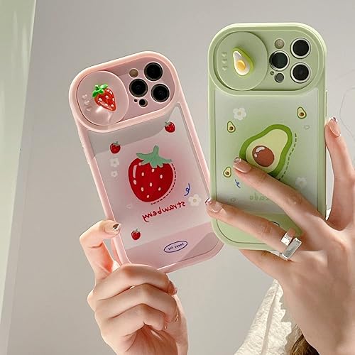 Miniatura 7 de Linda funda de silicona para iPhone 13 con frutas 3D lente de cámara deslizante a prueba de golpes, Kawaii Fun para niños, niñas, mujeres y niños