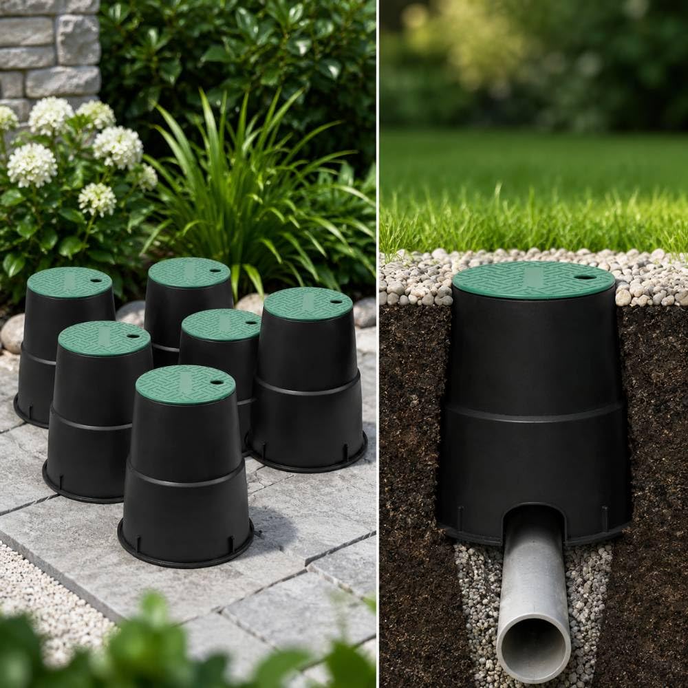 Bewässerungsschacht 15 cm 6er Set, Schutz für Ventile und Filter