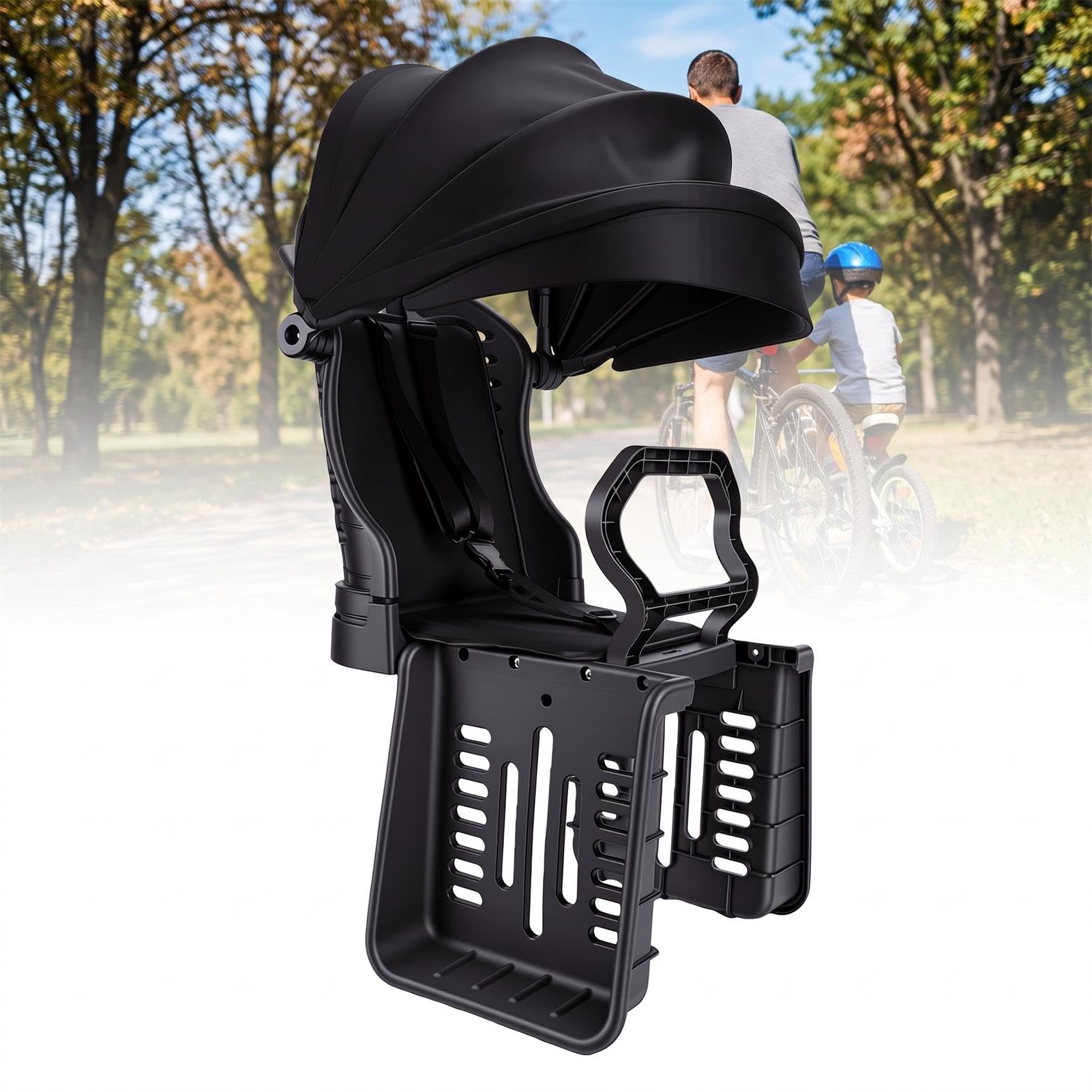Fahrrad-Kindersitz Hinten mit Sonnenschutz, Langlebiges Design für Kleinkinder Im Alter von 1–4 Jahren, Hochwertiges PP-Material, Komfort