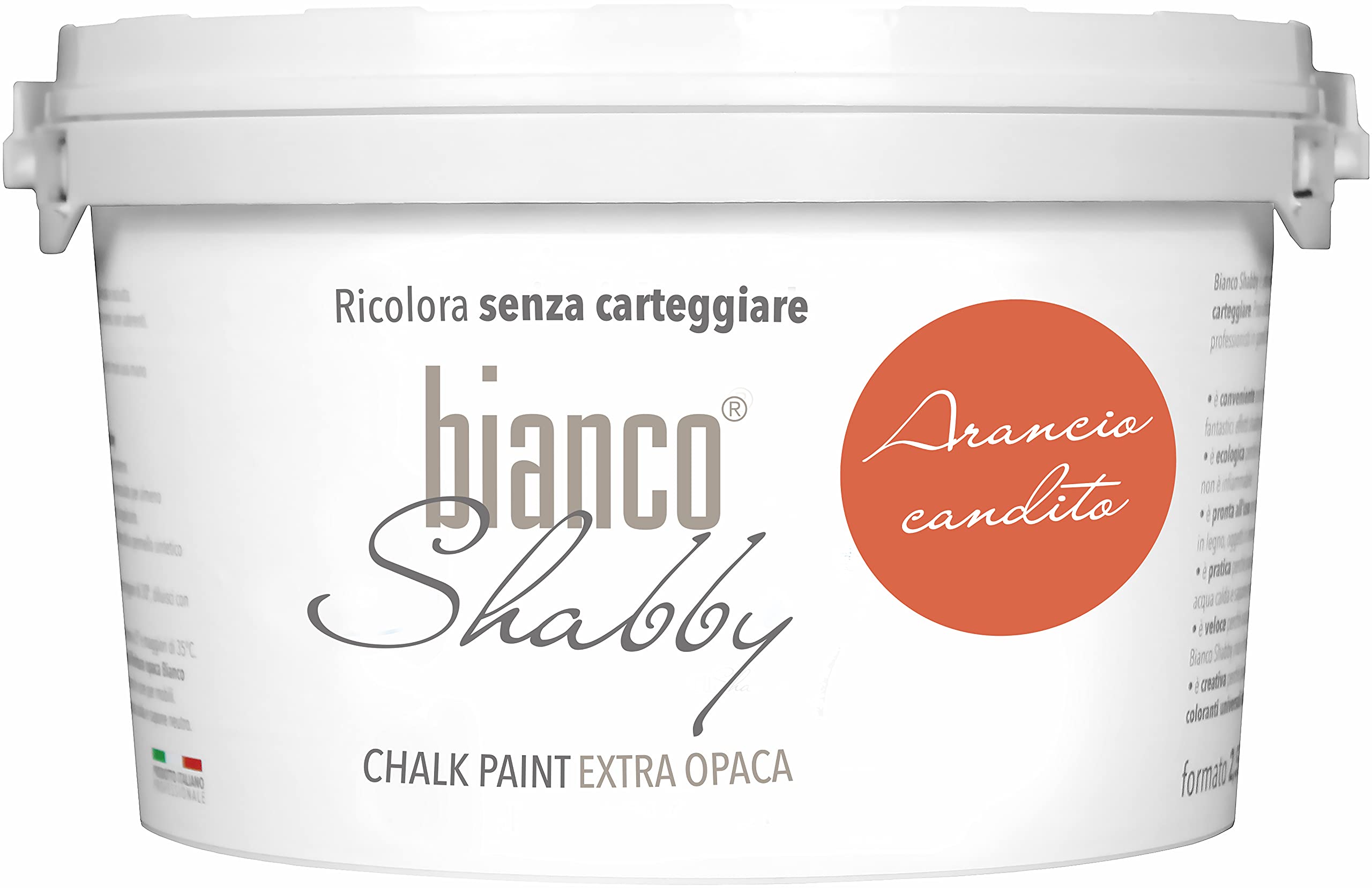 bianco Shabby® Chalk Paint Arancio Candito Farba kredowa do mebli i ścian, efekt vintage, shabby chic, ekstra matowa (2,5 Litra)