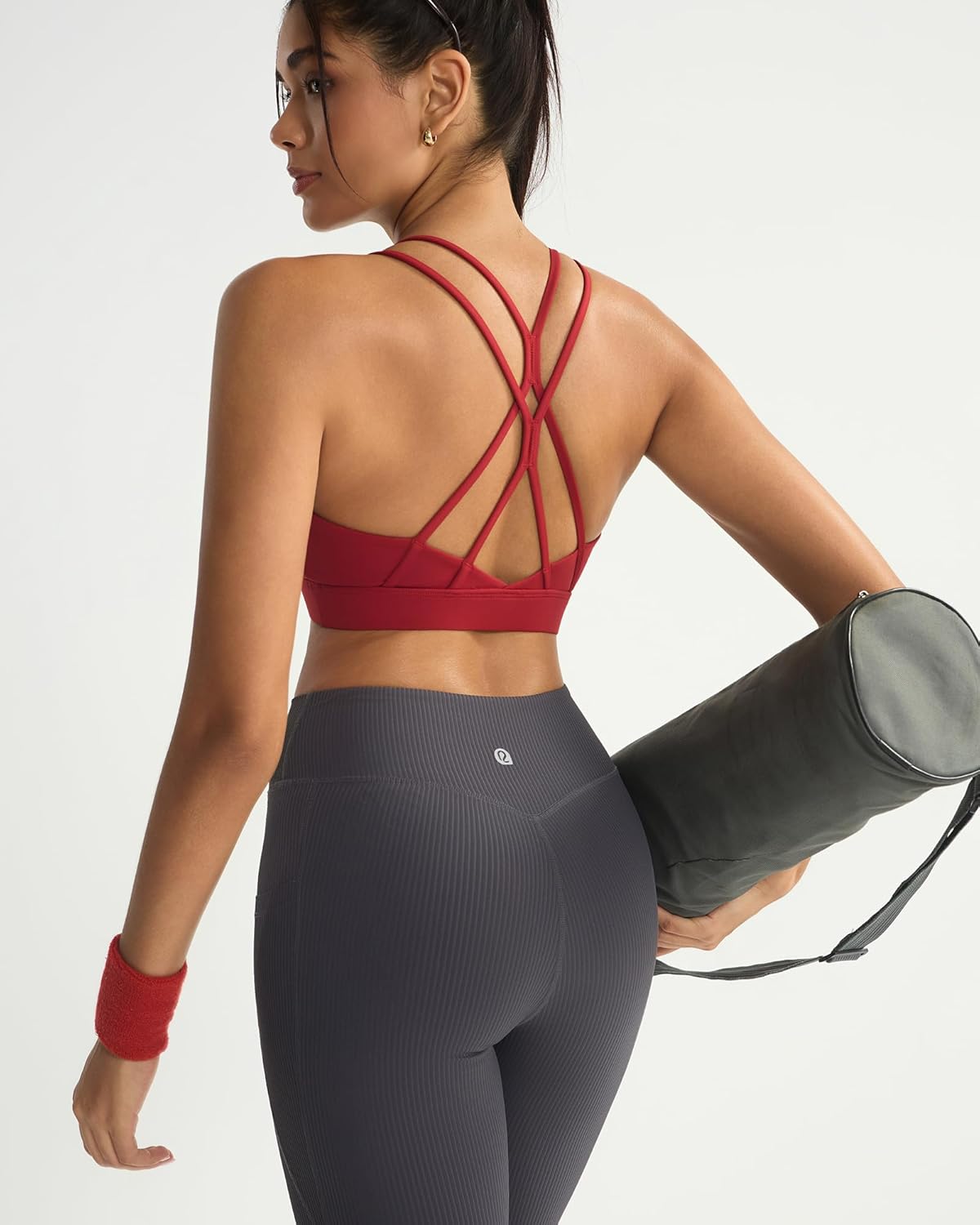 RUNNING GIRL Sports Bras for Women Pack Criss Cross Back Sexy Strappy Sports Bra Seamless Padded Yoga Bra with Removable Cups - Image 5