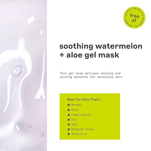 Miniatura 3 de FREEMAN Máscara facial calmante de gel de sandía y aloe, hidrata, nutre y calma la piel irritada, máscara facial de gel refrescante y calmante,