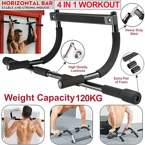 Miniatura 2 de KF Premium Doorway - Barra de dominadas para el hogar, barra de inmersión ajustable para la parte superior del cuerpo, para ejercicios de dominadas,