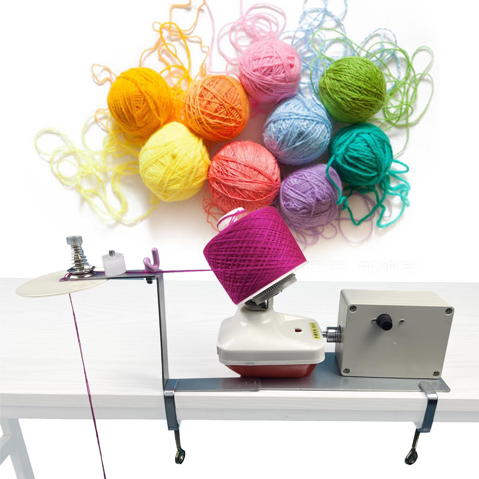 Enrouleur de pelote de fil avec support de table manuel pour tricot