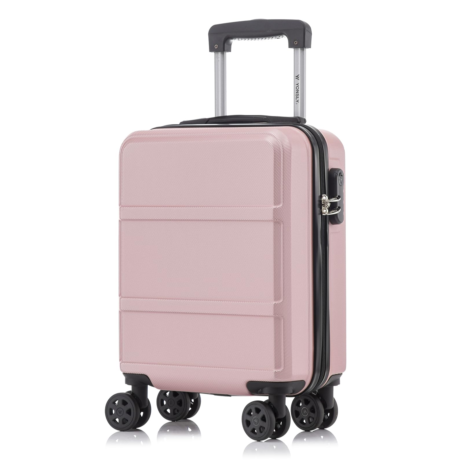 YONSLY Trolley Reisekoffer Hartschalenkoffer mit 4 Rollen 360° Roségold S