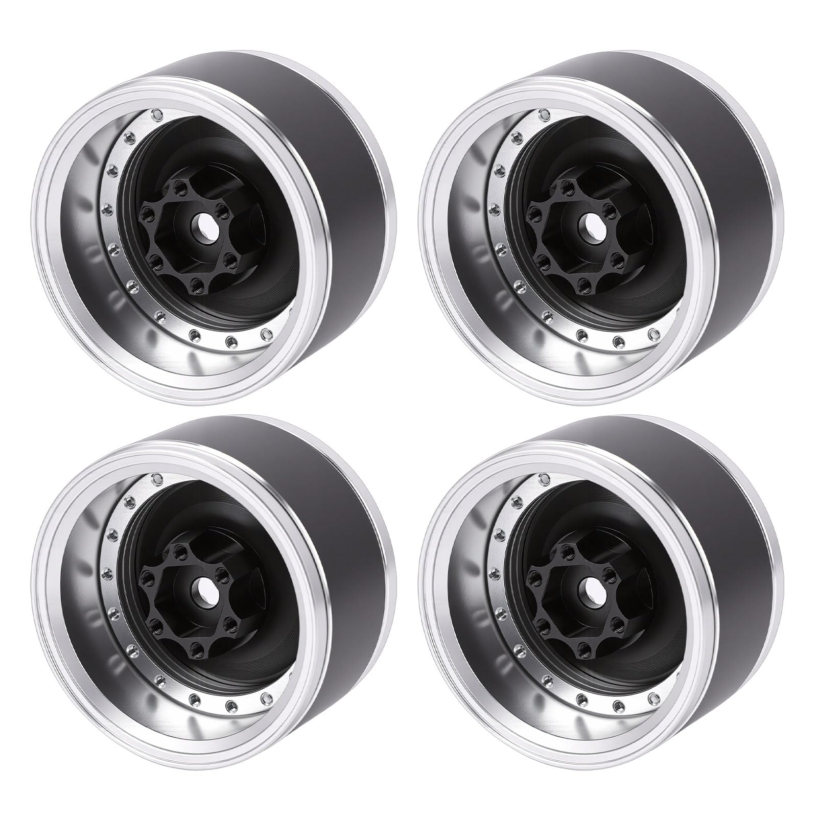 Asixxsix Obręcze RC 1,9 Cala 4 Sztuki Felgi Aluminiowe Beadlock do Modeli