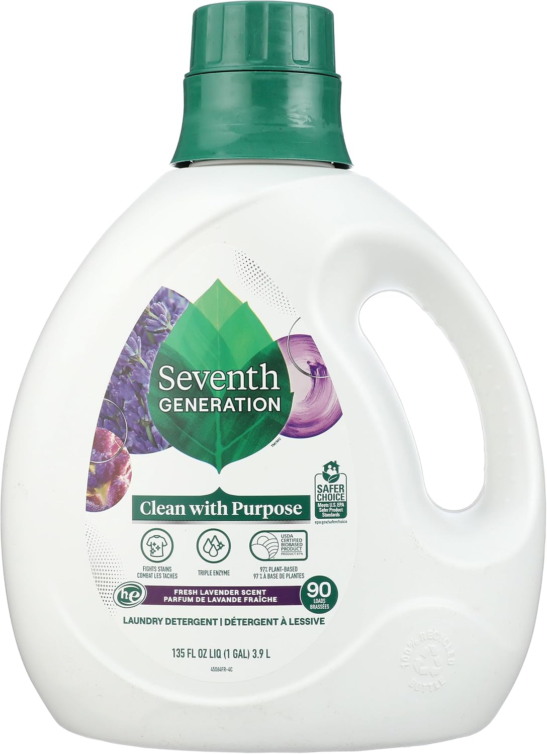 Seventh Generation Liquid Laundry Detergent, Fresh Lavender Scent, 90 Loads, Fights Stains, 135 Fl Oz image 4