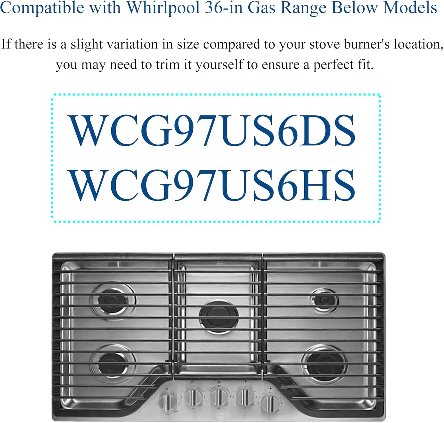 Stove Cover For Whirlpool WCG97US6DS WCG97US6HS 36 in 5 Burners Gas Stove Protectors, Upgraded 0.5MM Reusable Stove Burner Splatter Spill Guard For Whirlpool Gas Stove Top Protector Liner