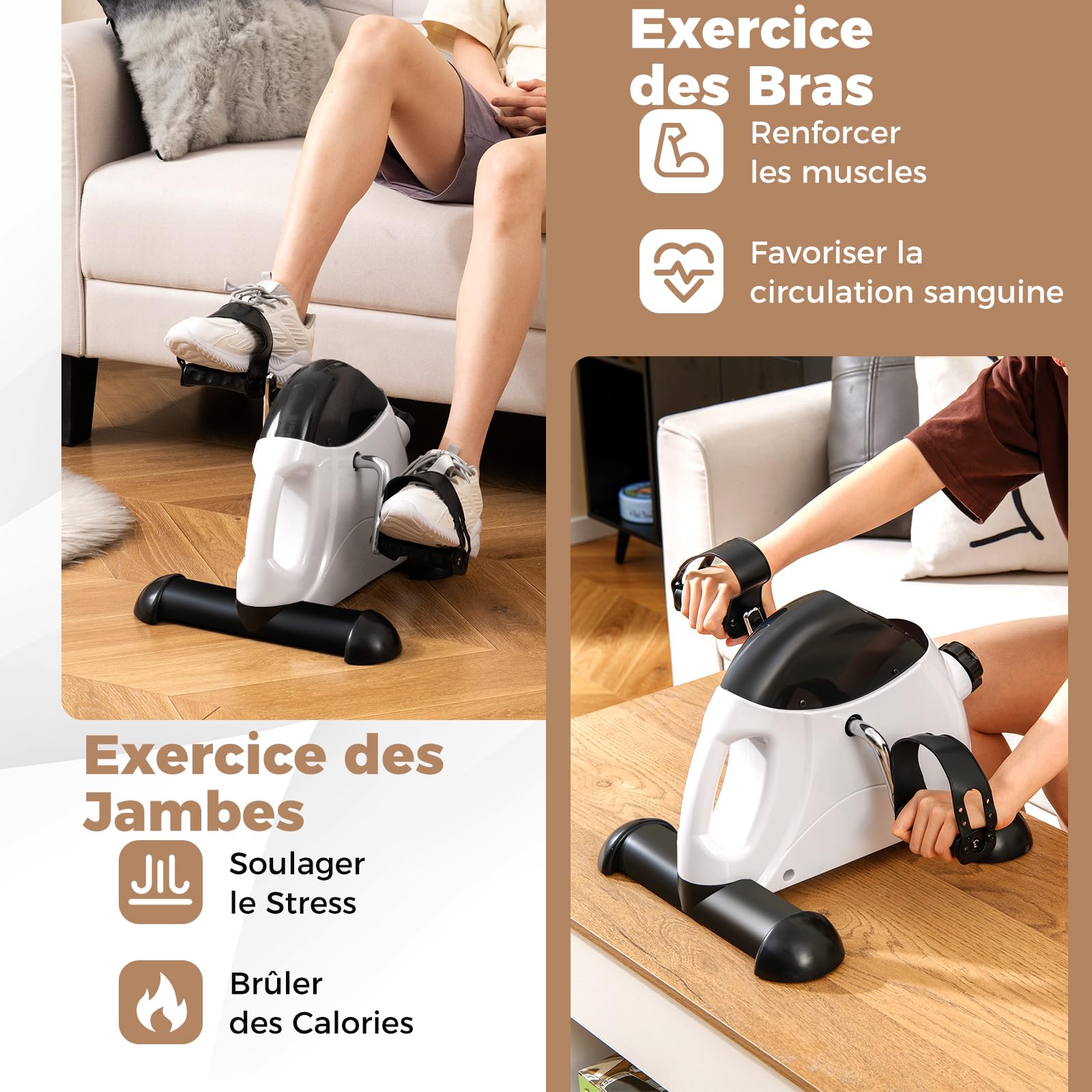 COSTWAY Pedalier d'Appartement sous Bureau, Mini Vélo d'Appartement avec Écran LCD pour Exercices de Pédalage, Pédales Statiques Exercice pour Seniors Équipement de Fitness Intérieur