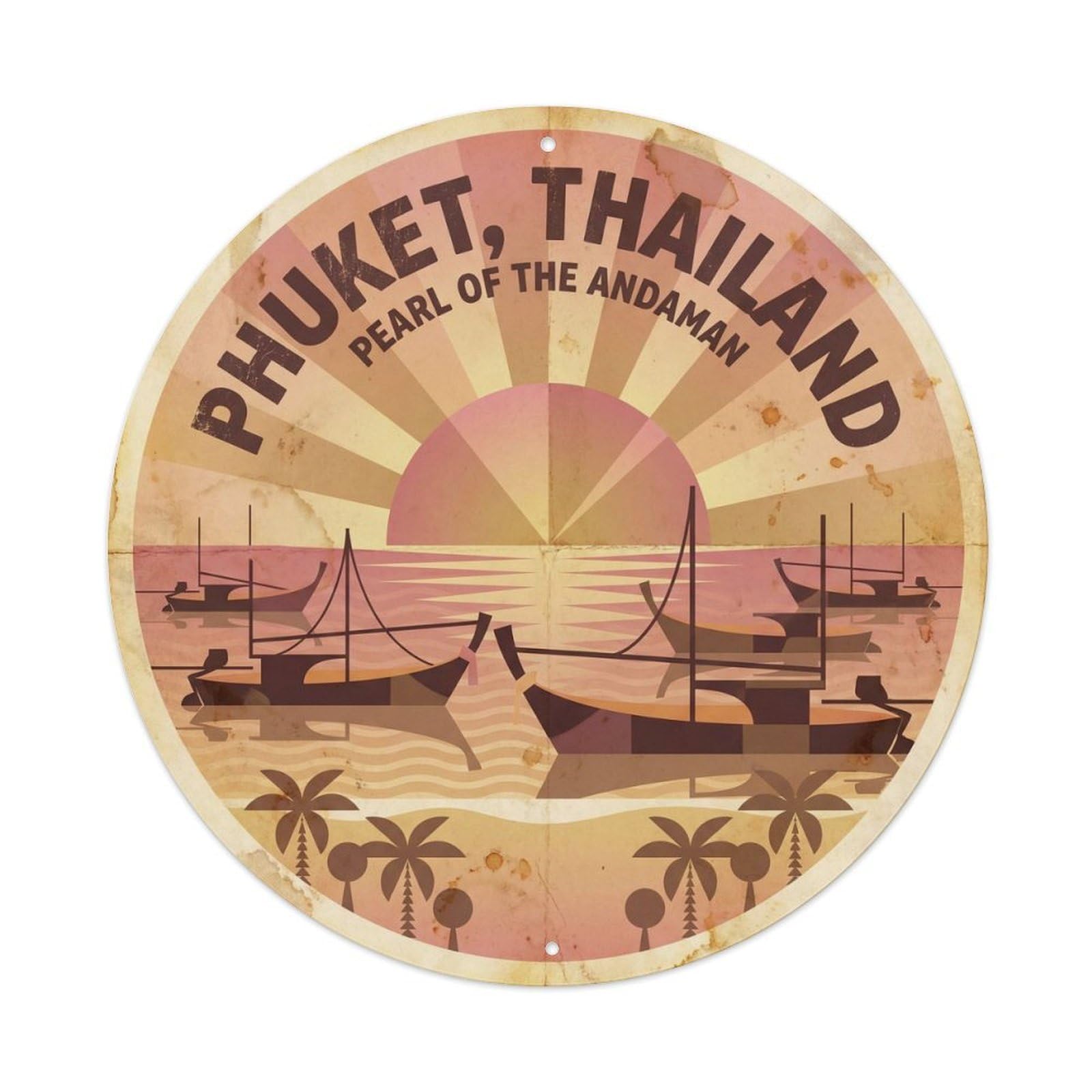 Phuket Sunrise Beach Island Scenery Ocean Retreat Metal Tin Sign