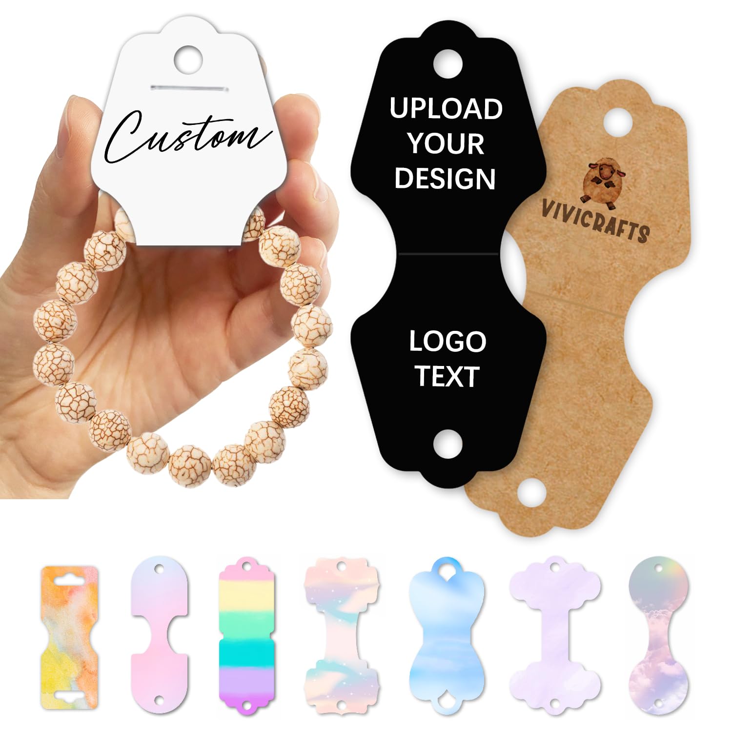50/100/200 Custom Jewelry Display Cards,Personalized Necklace Display Holder Cards,Jewelry Packaging Hang Tags Card for Small Business Bracelet