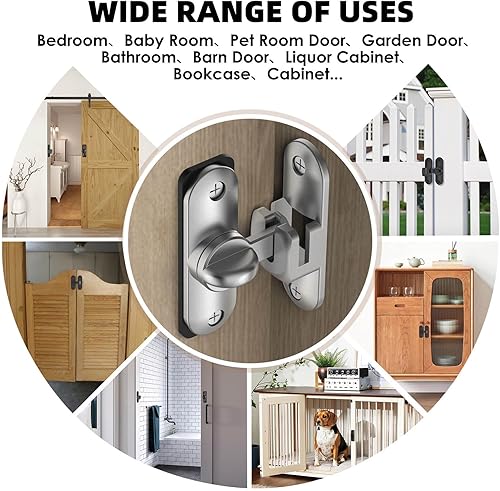 Miniatura 8 de Cerradura de puerta corrediza de granero, cierre de puerta corrediza de 90180 grados para granero, mascota, baño, al aire libre, garaje, ventana (1,