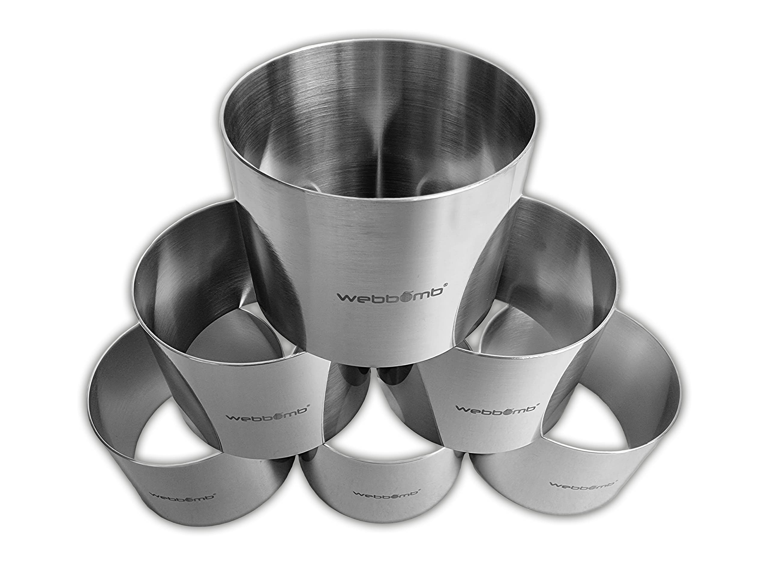 Forhandy 10 stuks dessertringen en dinerringen, 8 cm, ronde serveerringen, roestvrij staal, mousseringen met lifter en stamper, kleine aanrichterringen, set voor doe-het-zelf nagerecht, mousse