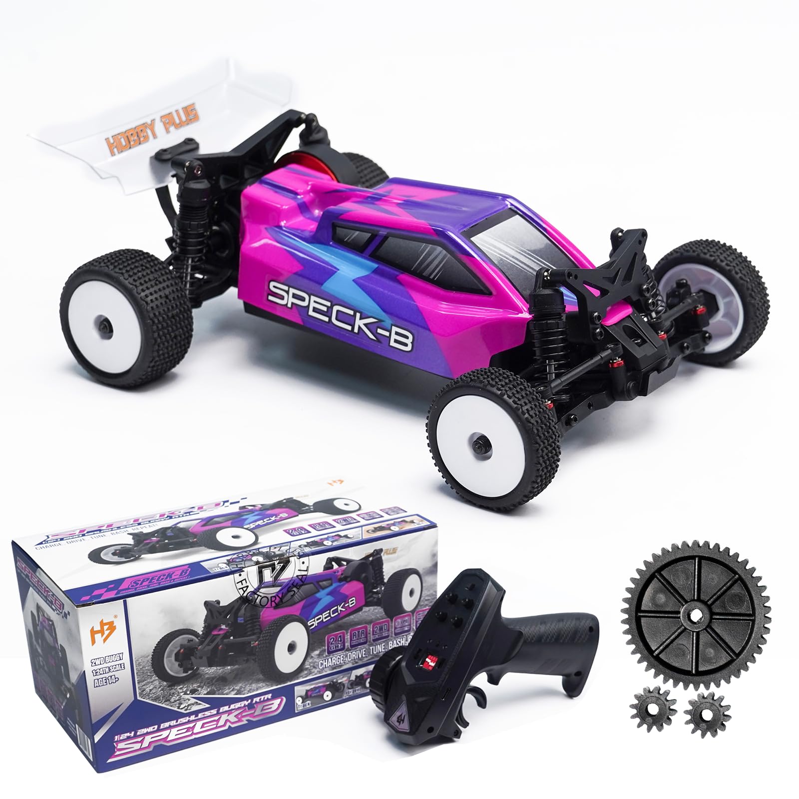 HOBBYPLUS Speck B Elite Brushless 1/24 2WD Mini RC Car - RTR RC Buggy, Fast Mini Racing Buggy - Veicoli da corsa telecomandati (Razor Magenta)