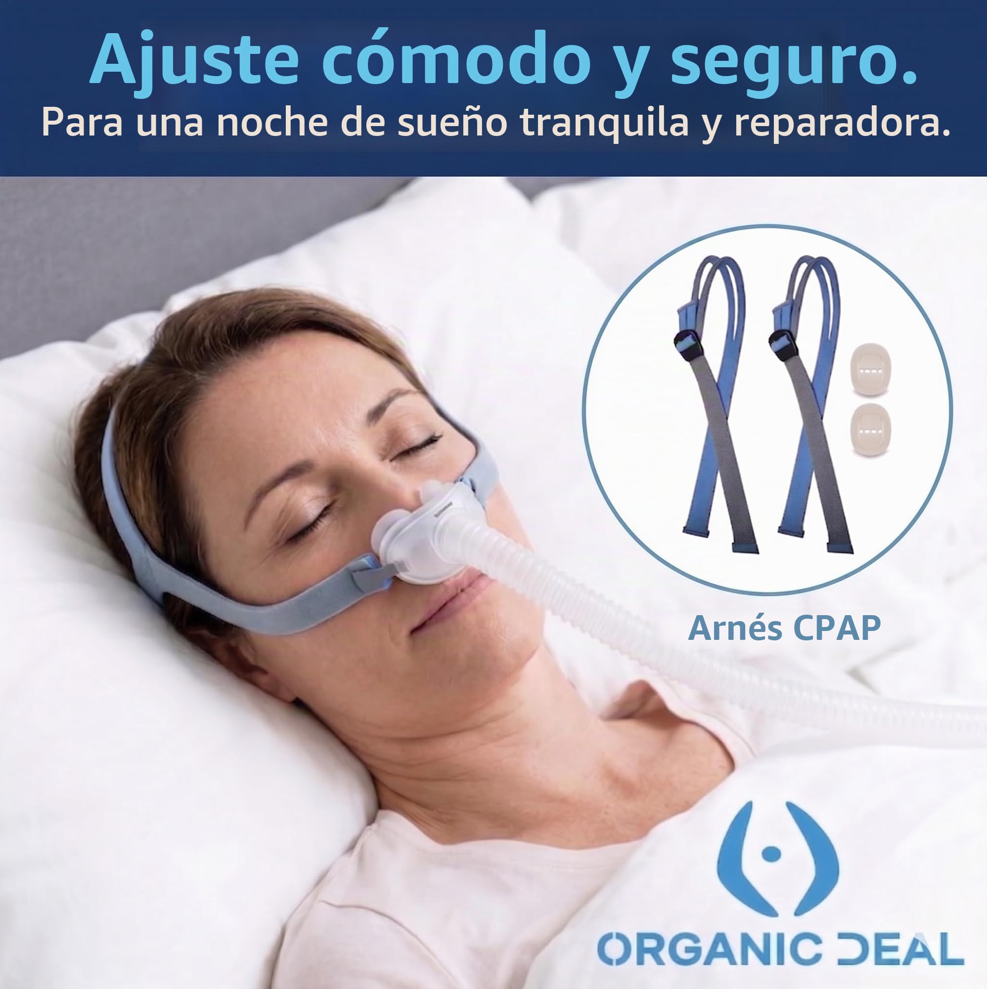 Arnés para Mascarilla CPAP ResMed AirFit P10 - Casco CPAP para AirFit P10 - CPAP Headgear para Mascarilla de CPAP con Almohadillas Nasales Airfit P30i de Resmed (Mascarilla No Incluída)