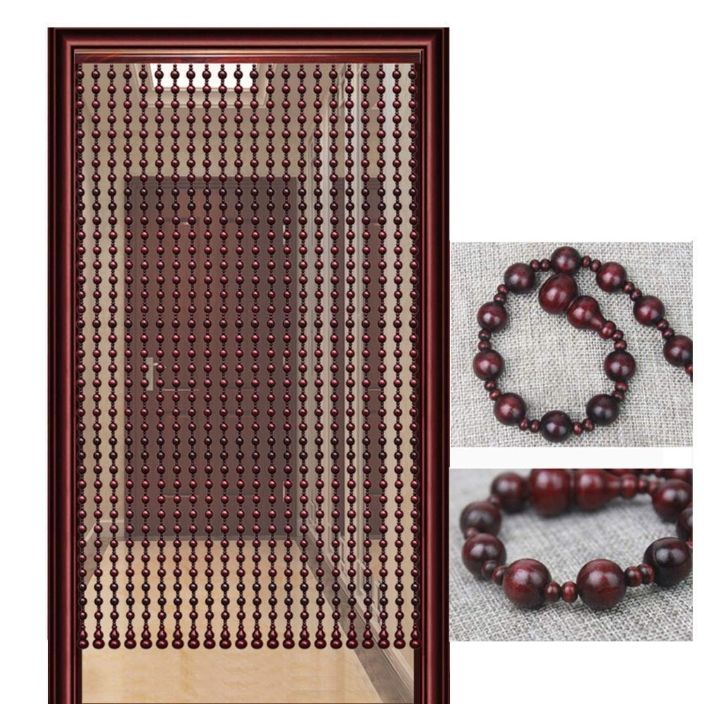 Rideau en perles de bois 21 brins, séparateur de pièce et rideau de porte intérieur sur mesure