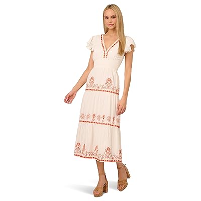 Adrianna Papell Smocked Waist Long Dress Women