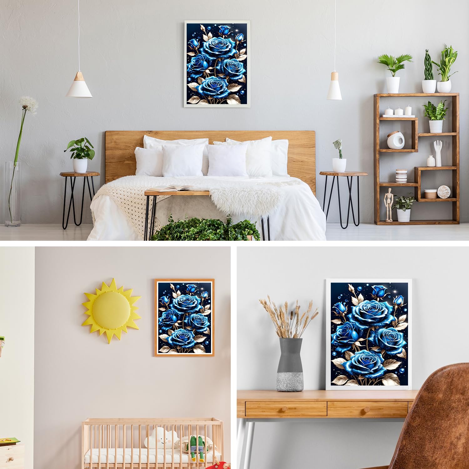 5D DIY Full Round Drill Diamond Painting Rose Kit Home Decor Art Craft 30x30cm e