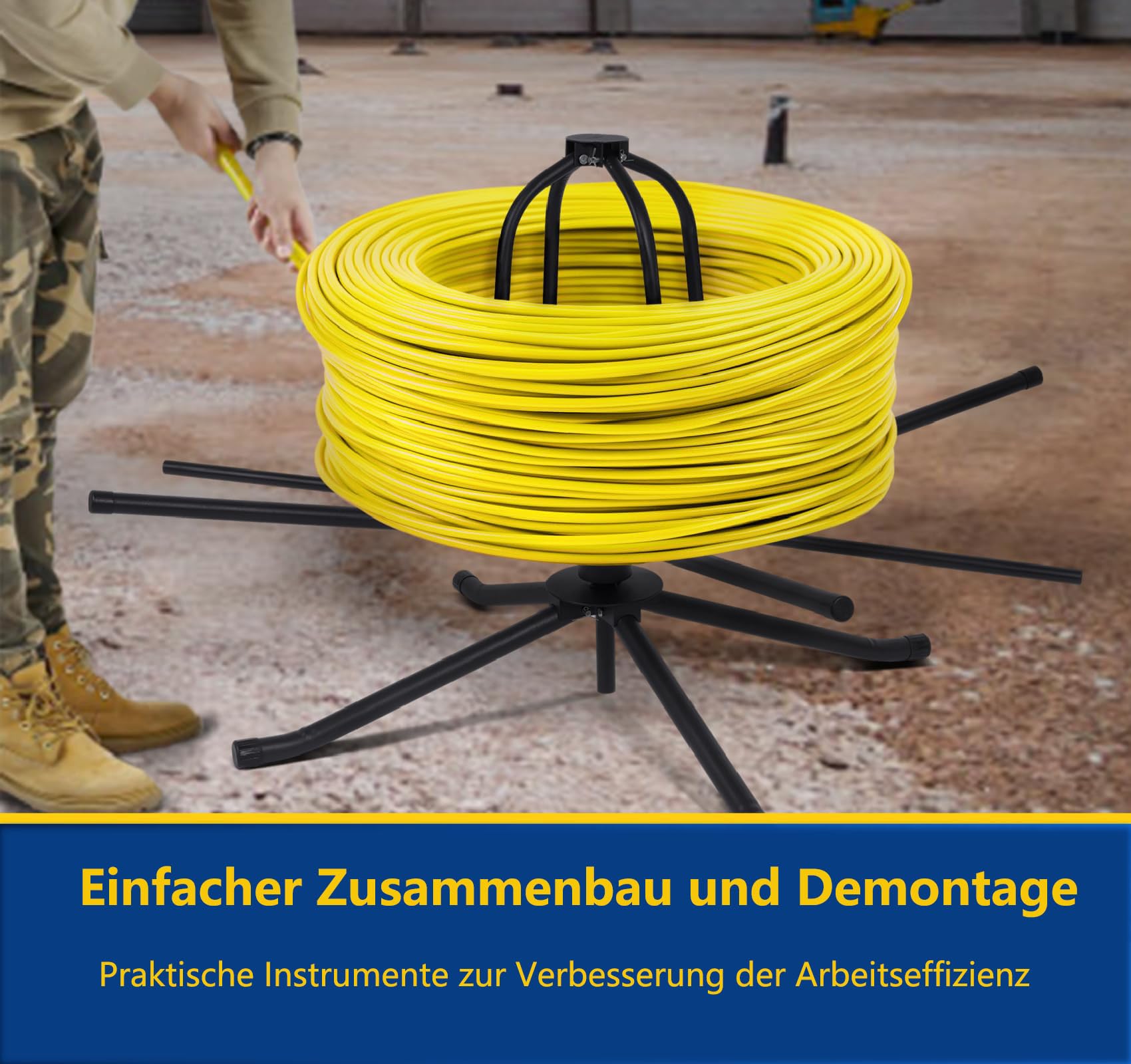 Kabelabroller für Fußbodenheizung Rohr Max 300kg Tragkraft 600m Rollenlänge Rohrhaspel Abroller mit Aufbewahrungstasche für Rohre 16-32 mm