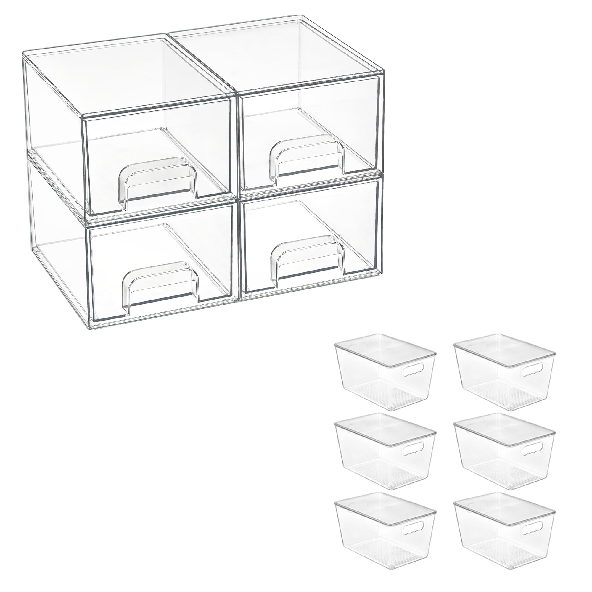 Vtopmart 4 Kleine Schubladenbox mit 6 Stück Aufbewahrungsboxen